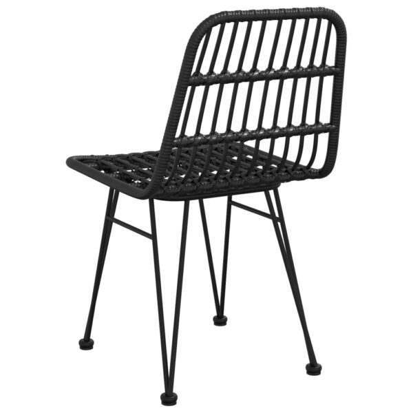 vidaXL Patio Chairs 2 pcs Black 18.9"x24.4"x33.1" PE Rattan - Image 6