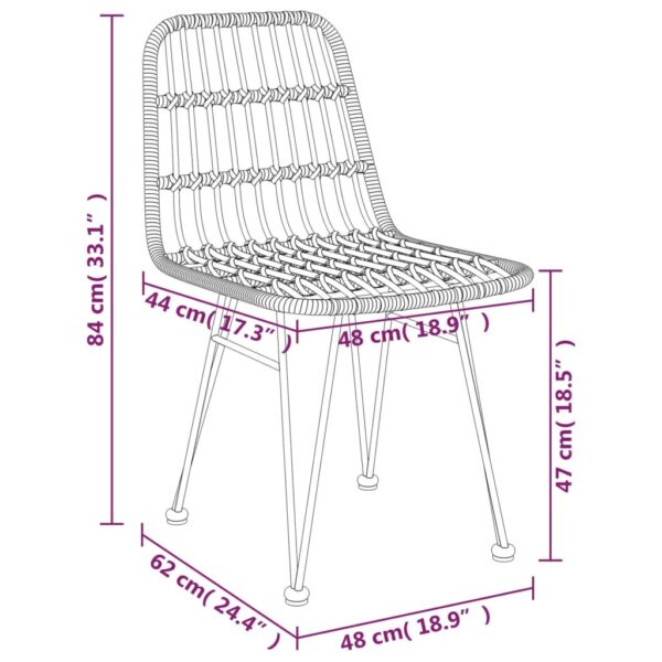 vidaXL Patio Chairs 2 pcs Black 18.9"x24.4"x33.1" PE Rattan - Image 8