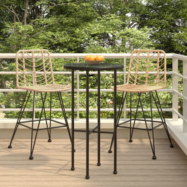 vidaXL Bar Stools 2 pcs 17.7"x22"x40.7" PE Rattan and Steel