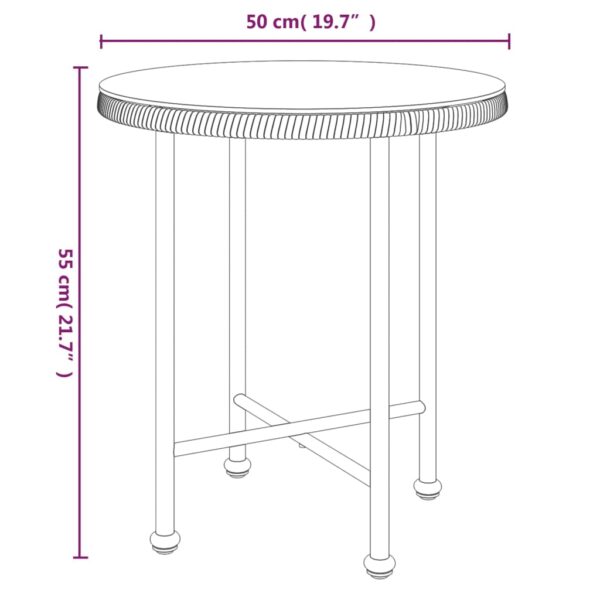 vidaXL Dining Table Ã˜19.7"Â Tempered Glass and Steel - Image 6