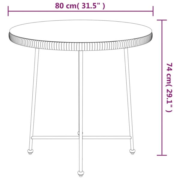 vidaXL Dining Table Ã˜31.5"Â Tempered Glass and Steel - Image 6