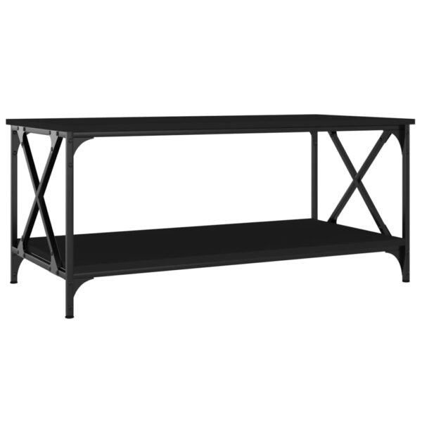 vidaXL Coffee Table Black 39.4"x19.7"x17.7" Engineered Wood and Iron - Image 2