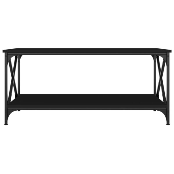 vidaXL Coffee Table Black 39.4"x19.7"x17.7" Engineered Wood and Iron - Image 4