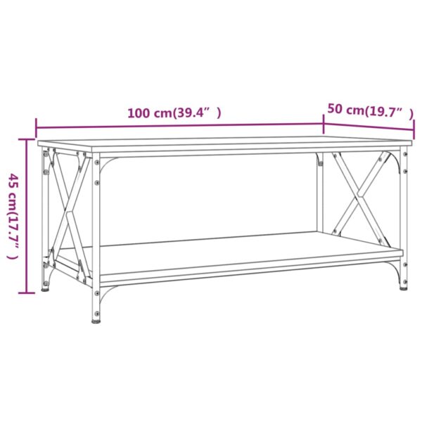 vidaXL Coffee Table Black 39.4"x19.7"x17.7" Engineered Wood and Iron - Image 8