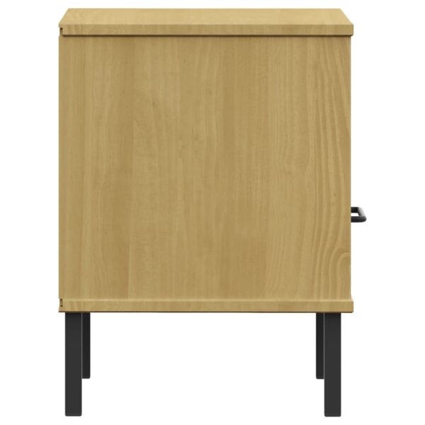 vidaXL Bedside Cabinet with Metal Legs Brown Solid Wood Pine OSLO - Image 6