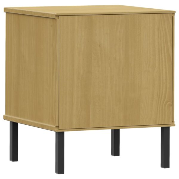 vidaXL Bedside Cabinet with Metal Legs Brown Solid Wood Pine OSLO - Image 7