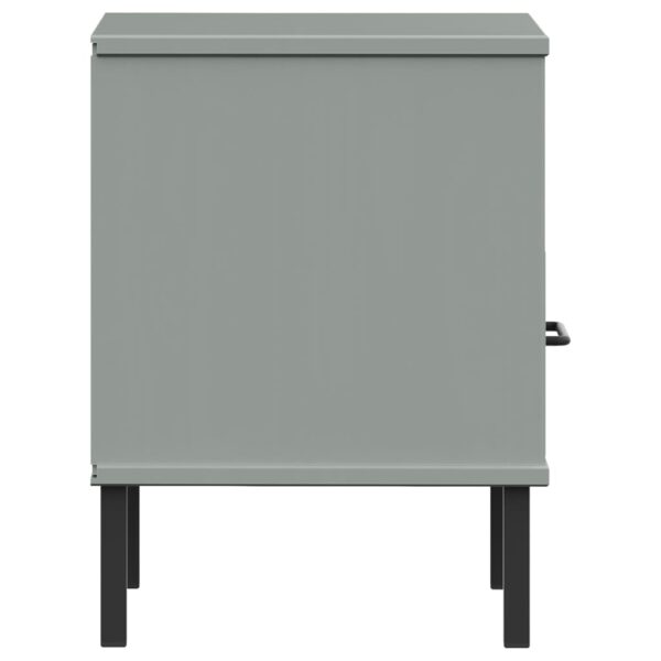 vidaXL Bedside Cabinet with Metal Legs Gray Solid Wood Pine OSLO - Image 6