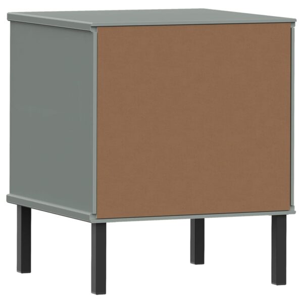 vidaXL Bedside Cabinet with Metal Legs Gray Solid Wood Pine OSLO - Image 7