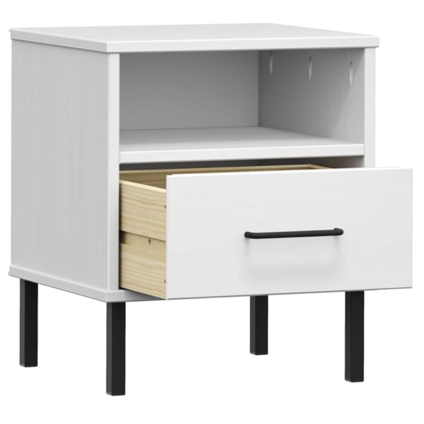 vidaXL Bedside Cabinet with Metal Legs White Solid Wood Pine OSLO - Image 5