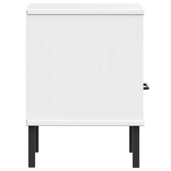 vidaXL Bedside Cabinet with Metal Legs White Solid Wood Pine OSLO - Image 6