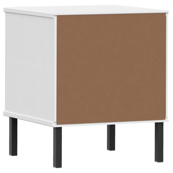 vidaXL Bedside Cabinet with Metal Legs White Solid Wood Pine OSLO - Image 7