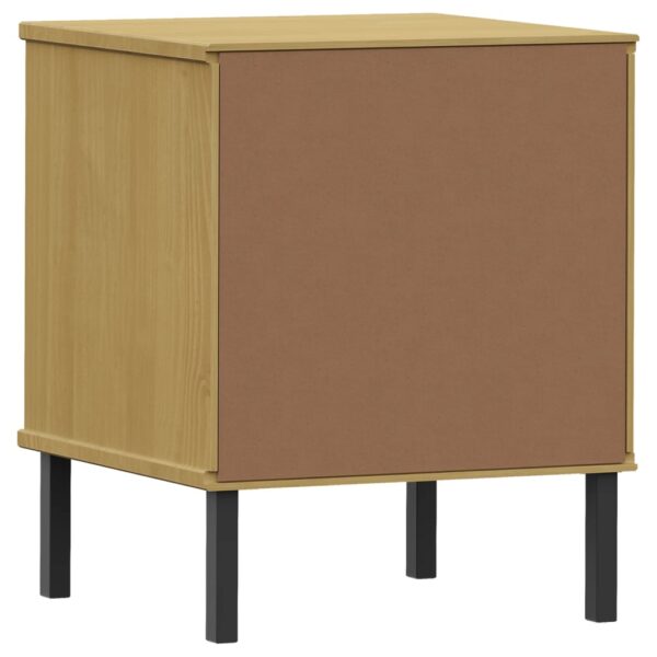 vidaXL Bedside Cabinet with Metal Legs Brown Solid Wood Pine OSLO - Image 7