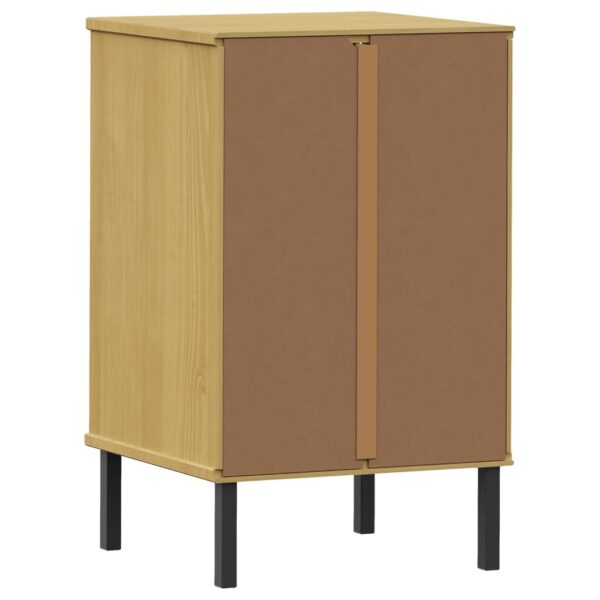 vidaXL Bedside Cabinet with Metal Legs Brown Solid Wood Pine OSLO - Image 7