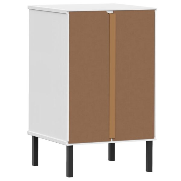 vidaXL Bedside Cabinet with Metal Legs White Solid Wood Pine OSLO - Image 7