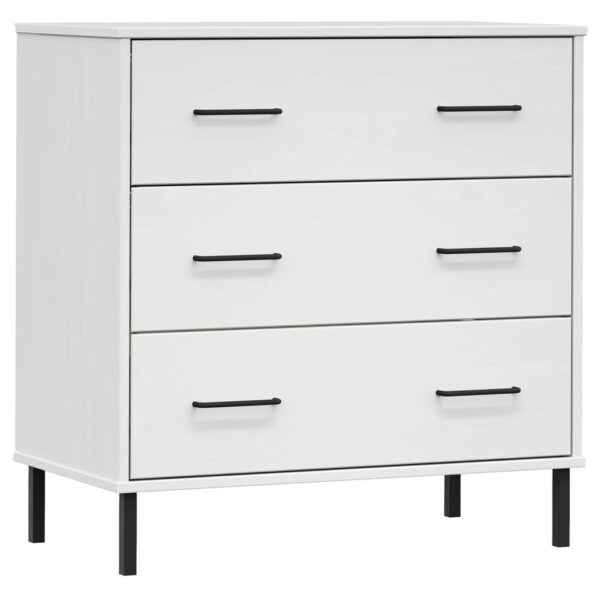 vidaXL Sideboard with 3 Drawers White 30.3"x15.7"x31.3" Solid Wood OSLO - Image 2