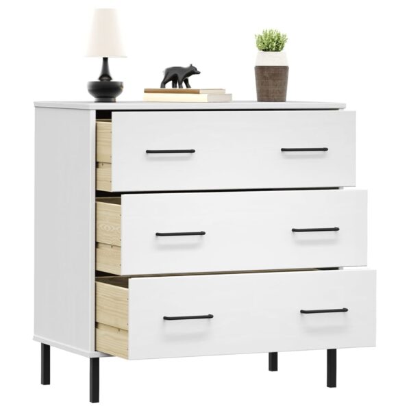 vidaXL Sideboard with 3 Drawers White 30.3"x15.7"x31.3" Solid Wood OSLO - Image 3