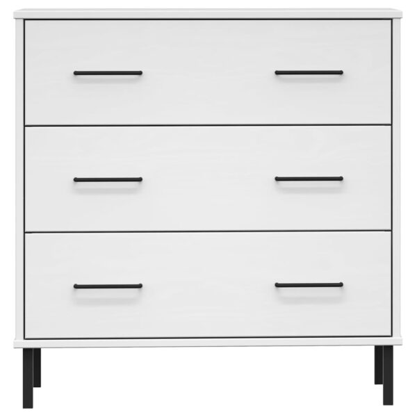 vidaXL Sideboard with 3 Drawers White 30.3"x15.7"x31.3" Solid Wood OSLO - Image 4