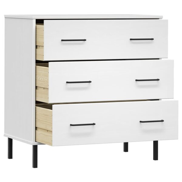 vidaXL Sideboard with 3 Drawers White 30.3"x15.7"x31.3" Solid Wood OSLO - Image 5