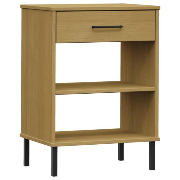 vidaXL Console Cabinet with Metal Legs Brown Solid Wood Pine OSLO - Image 2