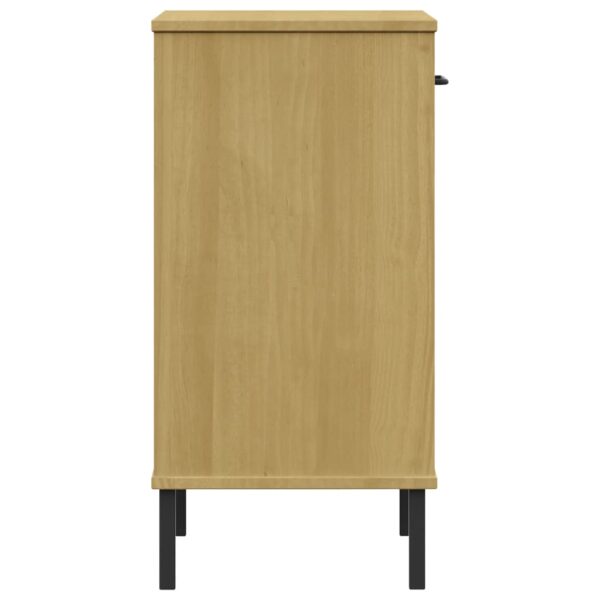 vidaXL Console Cabinet with Metal Legs Brown Solid Wood Pine OSLO - Image 6