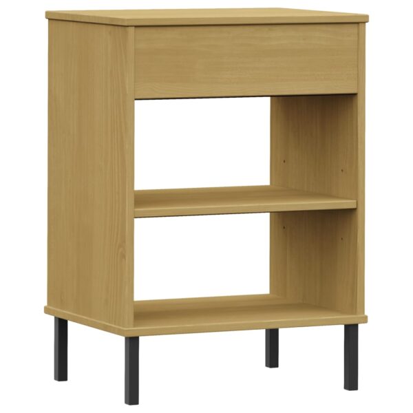 vidaXL Console Cabinet with Metal Legs Brown Solid Wood Pine OSLO - Image 7