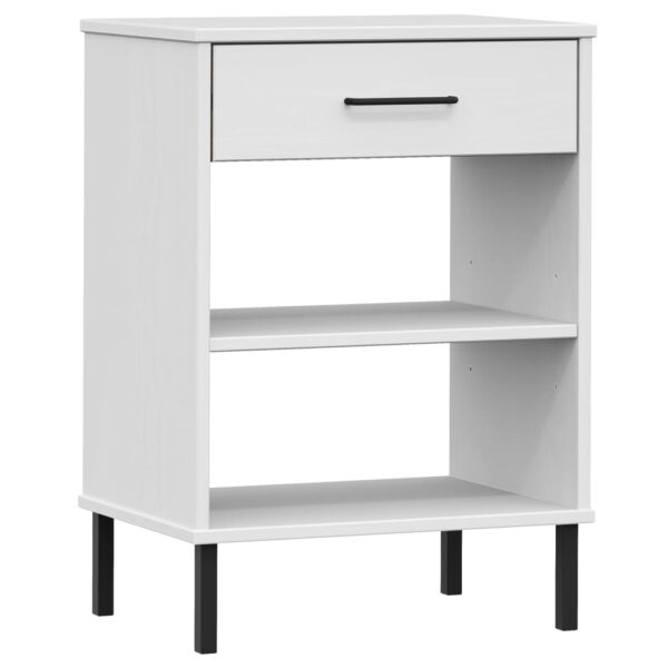 vidaXL Console Cabinet with Metal Legs White Solid Wood Pine OSLO - Image 2