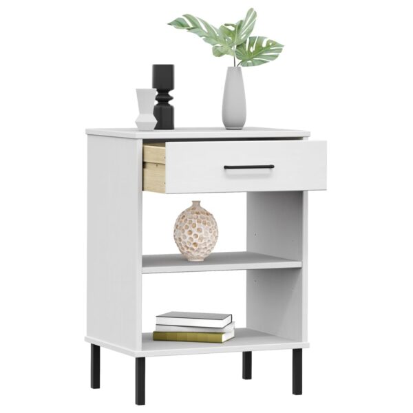 vidaXL Console Cabinet with Metal Legs White Solid Wood Pine OSLO - Image 3