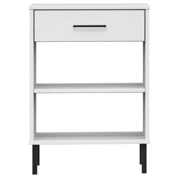 vidaXL Console Cabinet with Metal Legs White Solid Wood Pine OSLO - Image 4