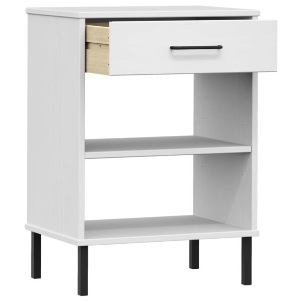 vidaXL Console Cabinet with Metal Legs White Solid Wood Pine OSLO - Image 5