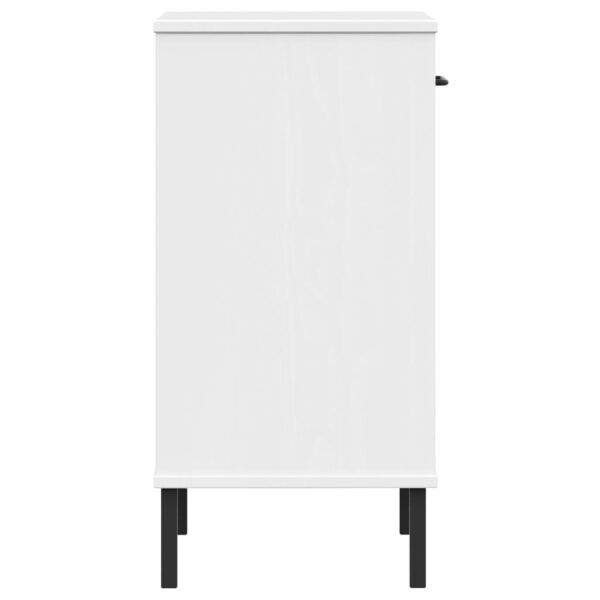 vidaXL Console Cabinet with Metal Legs White Solid Wood Pine OSLO - Image 6