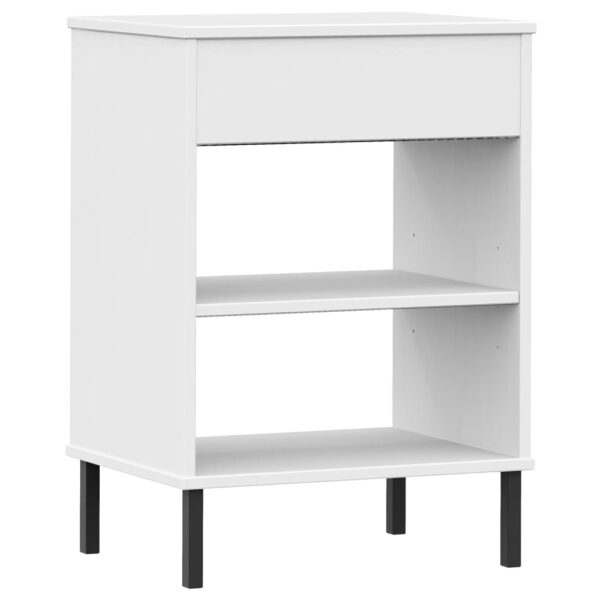 vidaXL Console Cabinet with Metal Legs White Solid Wood Pine OSLO - Image 7