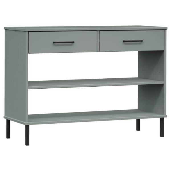 vidaXL Console Cabinet with Metal Legs Gray Solid Wood Pine OSLO - Image 2