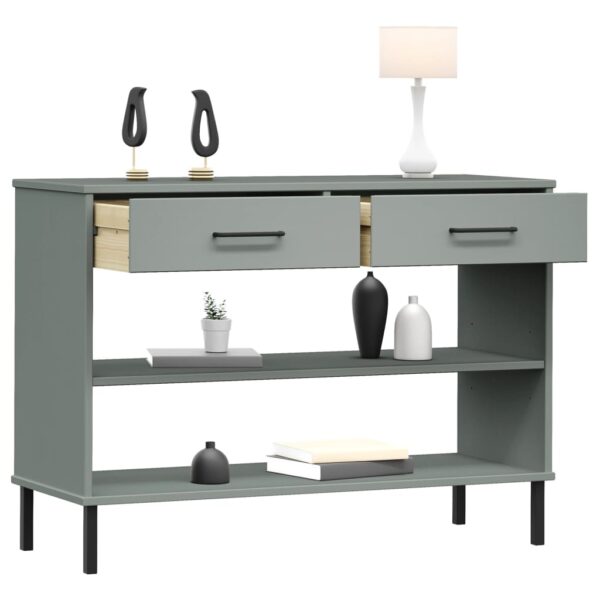 vidaXL Console Cabinet with Metal Legs Gray Solid Wood Pine OSLO - Image 3