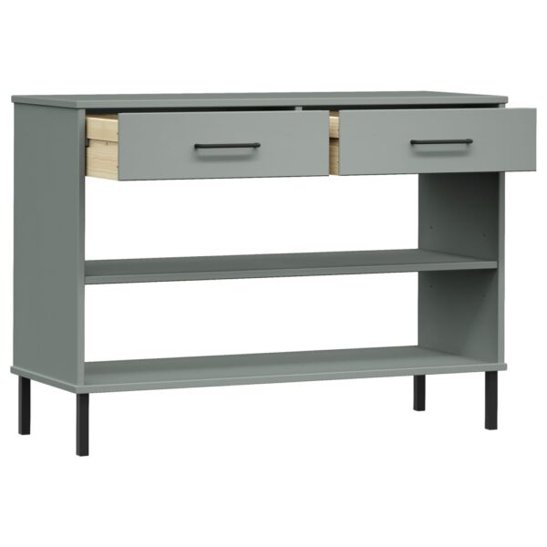 vidaXL Console Cabinet with Metal Legs Gray Solid Wood Pine OSLO - Image 5