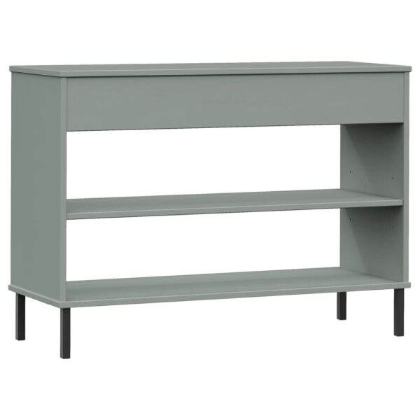 vidaXL Console Cabinet with Metal Legs Gray Solid Wood Pine OSLO - Image 7