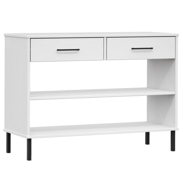 vidaXL Console Cabinet with Metal Legs White Solid Wood Pine OSLO - Image 2