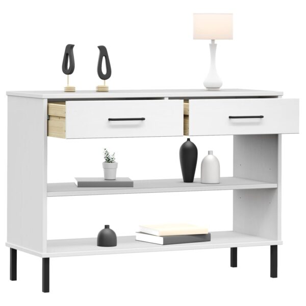 vidaXL Console Cabinet with Metal Legs White Solid Wood Pine OSLO - Image 3