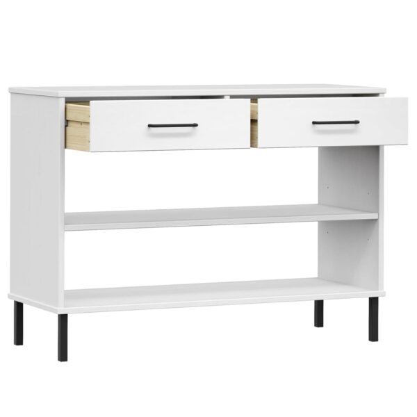 vidaXL Console Cabinet with Metal Legs White Solid Wood Pine OSLO - Image 5