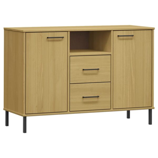 vidaXL Sideboard with Metal Legs Brown 44.5"x15.7"x30.3" Solid Wood OSLO - Image 2