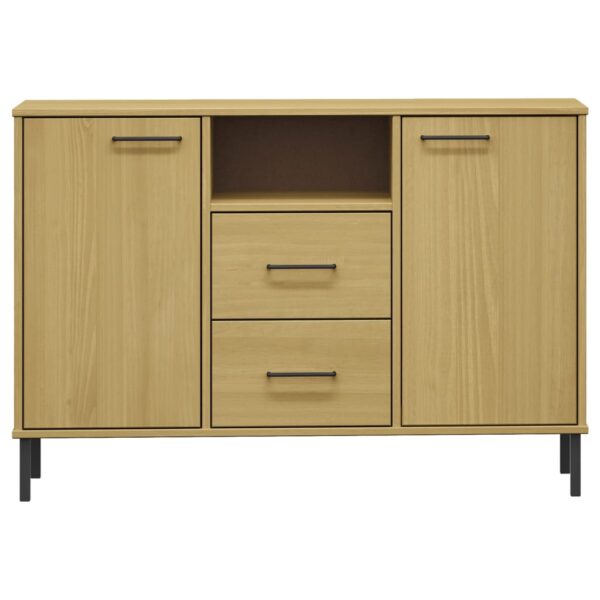 vidaXL Sideboard with Metal Legs Brown 44.5"x15.7"x30.3" Solid Wood OSLO - Image 4