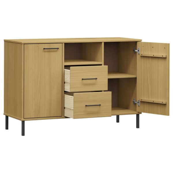 vidaXL Sideboard with Metal Legs Brown 44.5"x15.7"x30.3" Solid Wood OSLO - Image 5