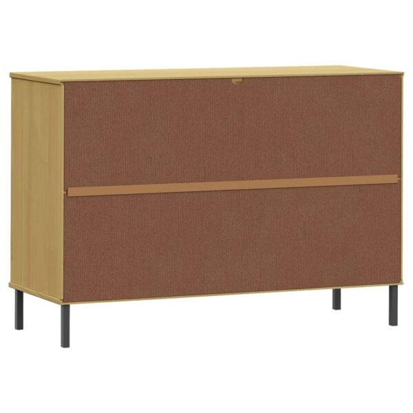 vidaXL Sideboard with Metal Legs Brown 44.5"x15.7"x30.3" Solid Wood OSLO - Image 7