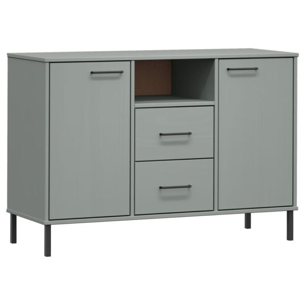 vidaXL Sideboard with Metal Legs Gray 44.5"x15.7"x30.3" Solid Wood OSLO - Image 2