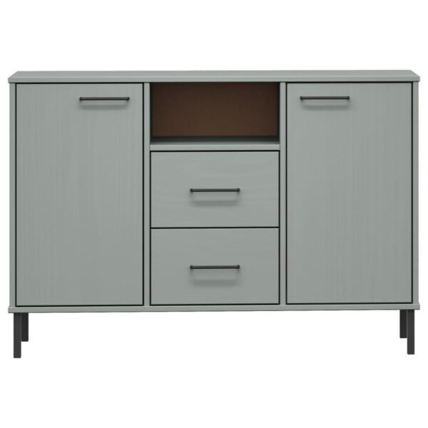 vidaXL Sideboard with Metal Legs Gray 44.5"x15.7"x30.3" Solid Wood OSLO - Image 4