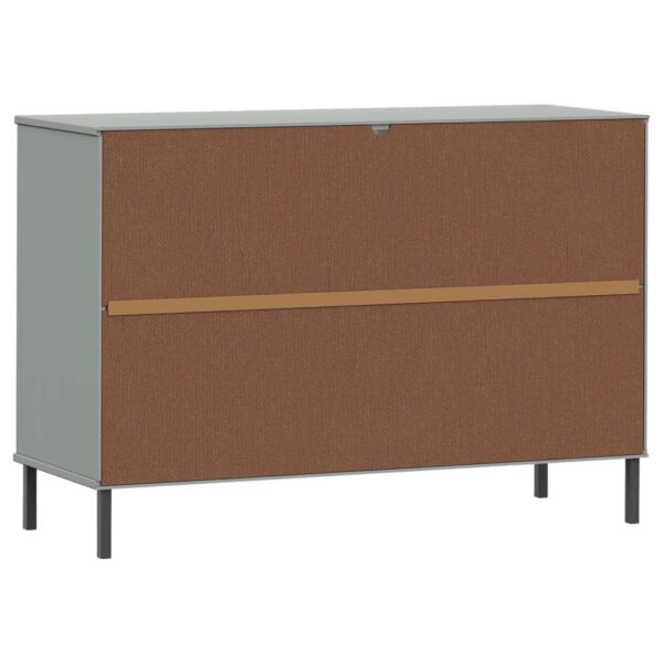 vidaXL Sideboard with Metal Legs Gray 44.5"x15.7"x30.3" Solid Wood OSLO - Image 7