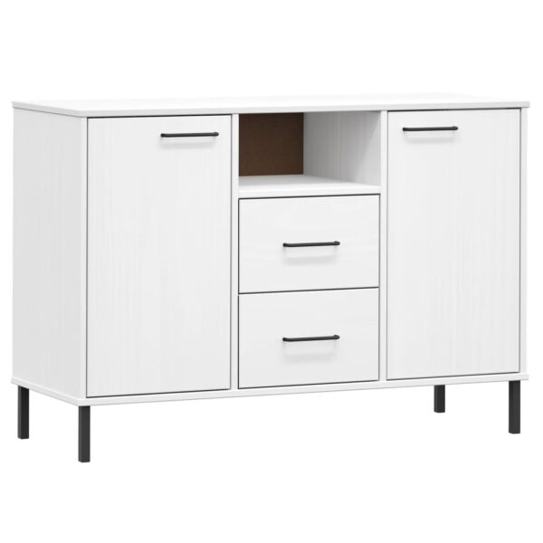 vidaXL Sideboard with Metal Legs White 44.5"x15.7"x30.3" Solid Wood OSLO - Image 2