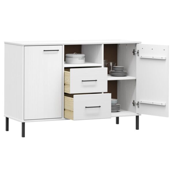 vidaXL Sideboard with Metal Legs White 44.5"x15.7"x30.3" Solid Wood OSLO - Image 3