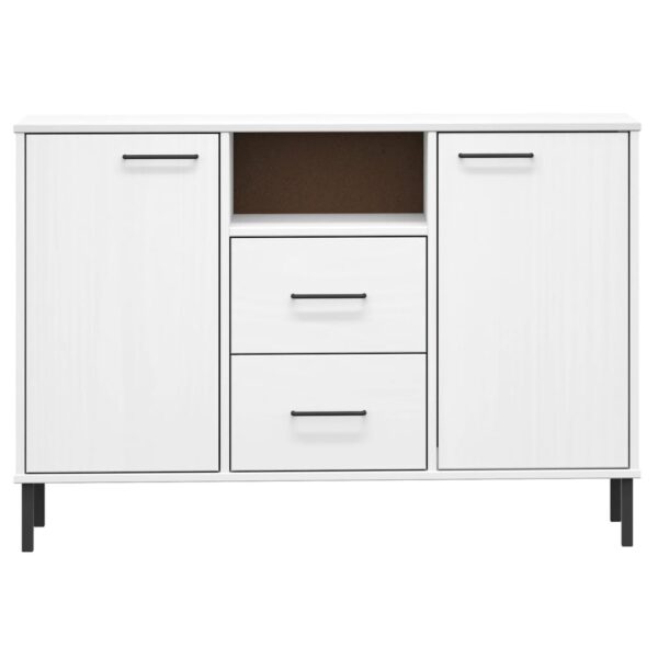 vidaXL Sideboard with Metal Legs White 44.5"x15.7"x30.3" Solid Wood OSLO - Image 4