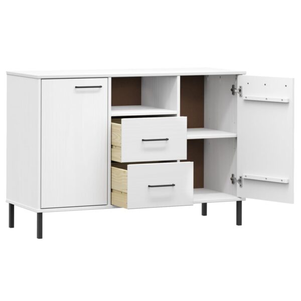 vidaXL Sideboard with Metal Legs White 44.5"x15.7"x30.3" Solid Wood OSLO - Image 5