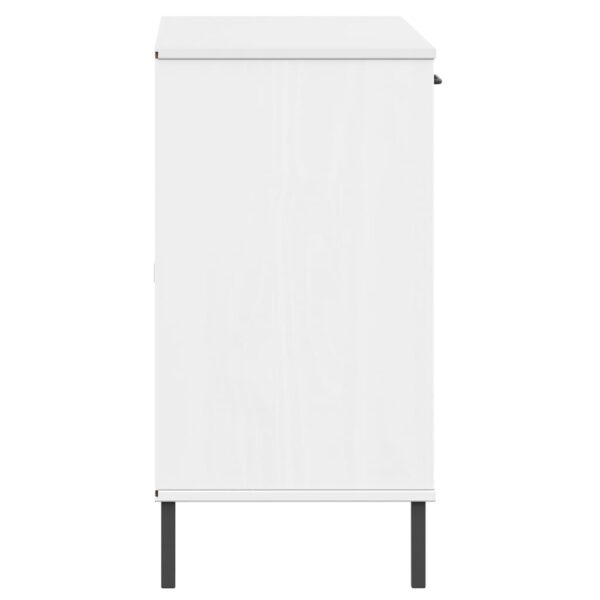 vidaXL Sideboard with Metal Legs White 44.5"x15.7"x30.3" Solid Wood OSLO - Image 6